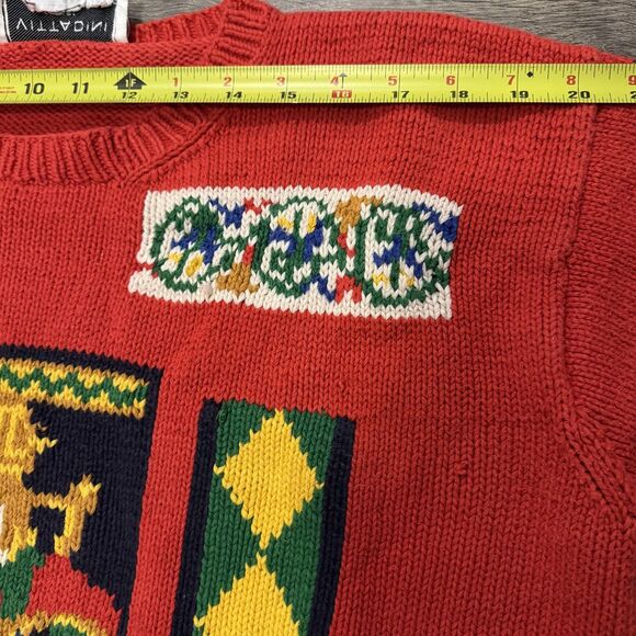 VTG Adrianne Vittadini Sport Sweater Womens L Red Cotton Colorful Graphic Knit - Picture 5 of 9